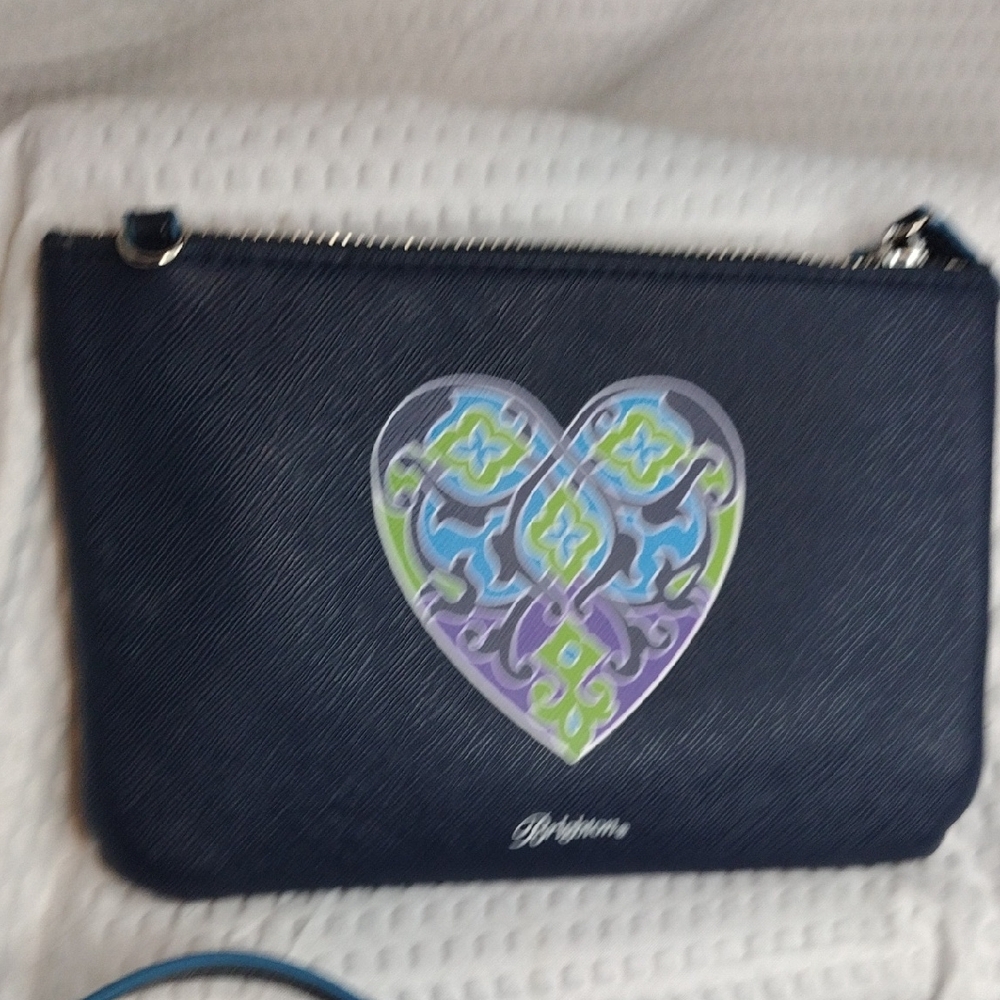 Brighton Summer Heart Mini Clutch Bag Purse in Navy Blue - Picture 5 of 7
